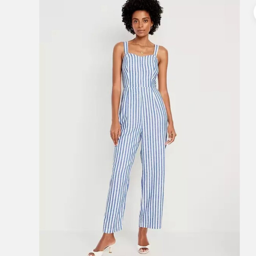 NWT Old Navy Striped Linen-Blend Jumpsuit